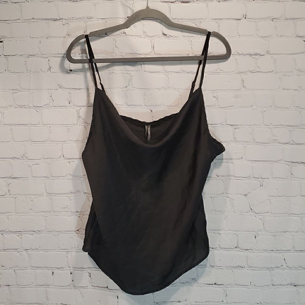 Anthropologie cowlneck black silky camisole NWT size XL